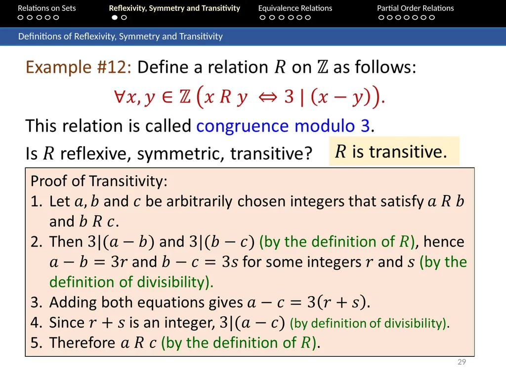 Aaron Tan Relations on Sets Reflexivity, Symmetry - slide 29 of 93