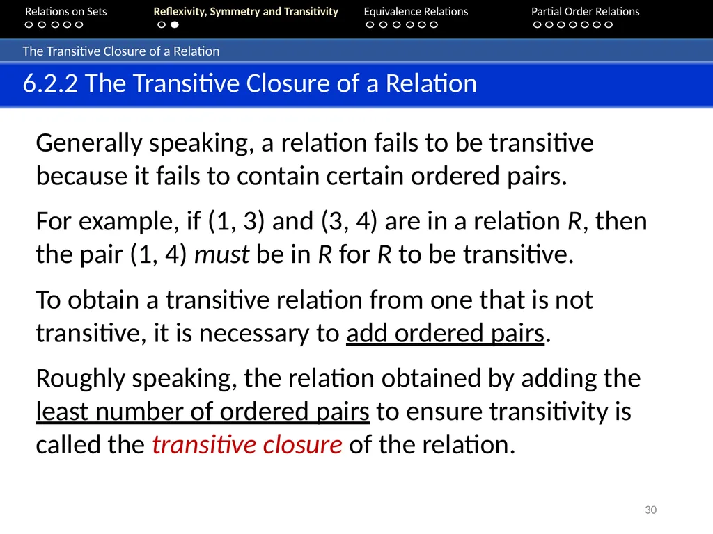 Aaron Tan Relations on Sets Reflexivity, Symmetry - slide 30 of 93
