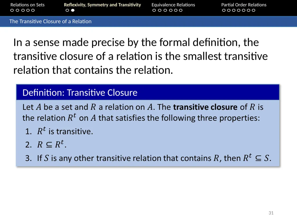 Aaron Tan Relations on Sets Reflexivity, Symmetry - slide 31 of 93