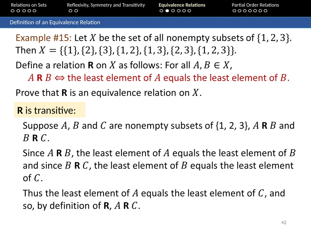 Aaron Tan Relations on Sets Reflexivity, Symmetry - slide 42 of 93