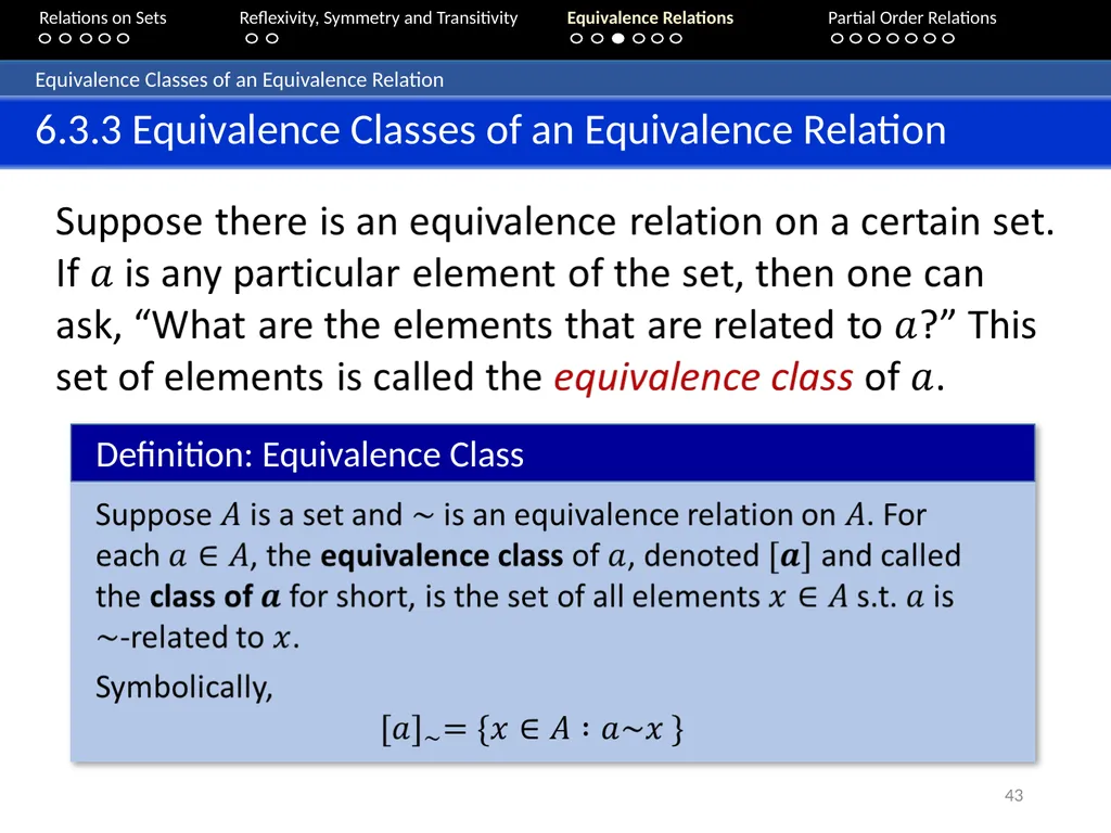 Aaron Tan Relations on Sets Reflexivity, Symmetry - slide 43 of 93