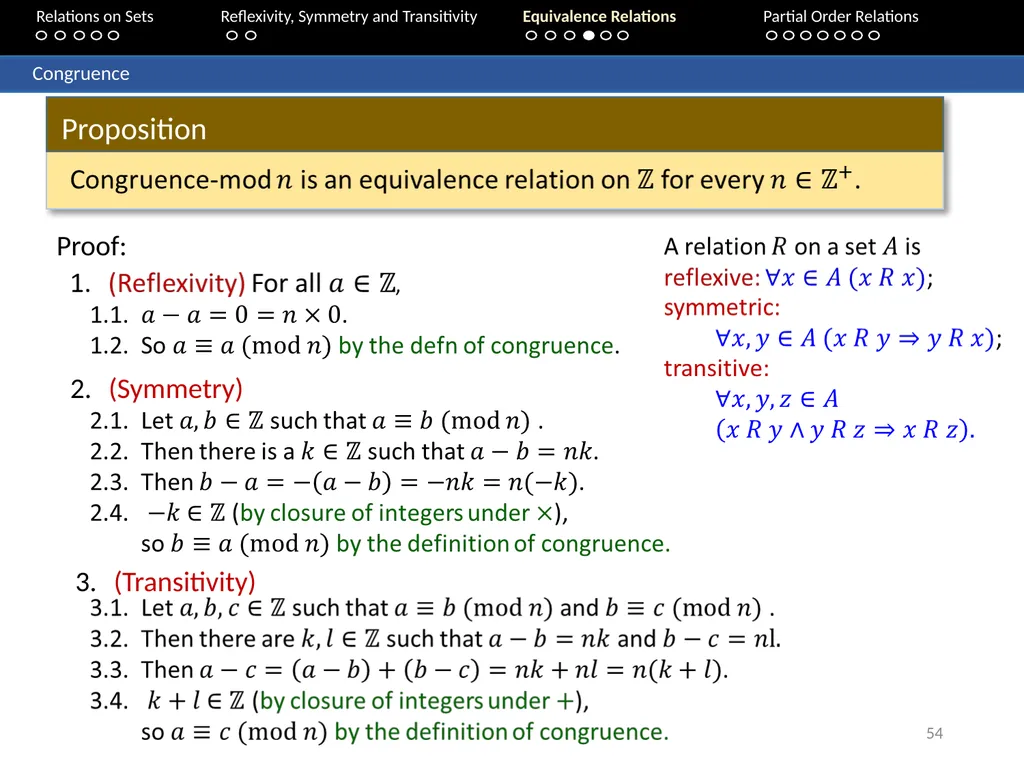 Aaron Tan Relations on Sets Reflexivity, Symmetry - slide 54 of 93