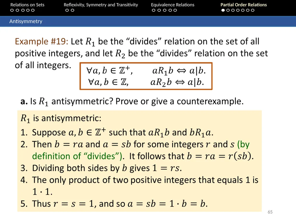 Aaron Tan Relations on Sets Reflexivity, Symmetry - slide 65 of 93