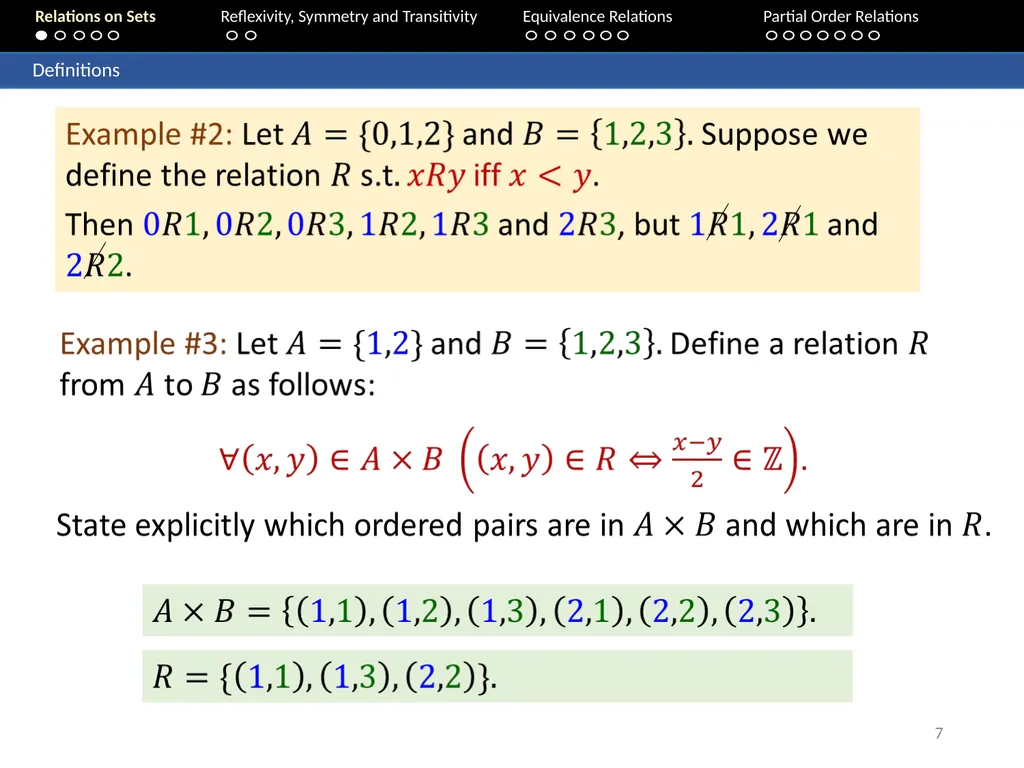 Aaron Tan Relations on Sets Reflexivity, Symmetry - slide 7 of 93