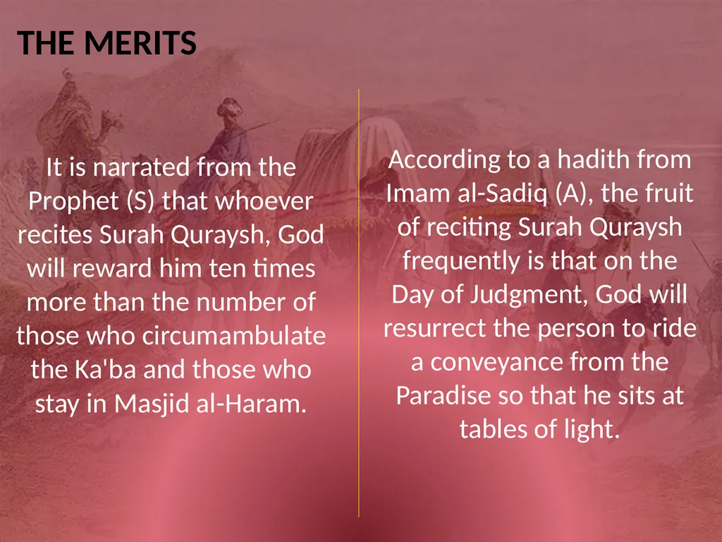 لِإِيلَافِ قُرَيْشٍ إِيلَافِهِمْ رِحْلَةَ - slide 16 of 38