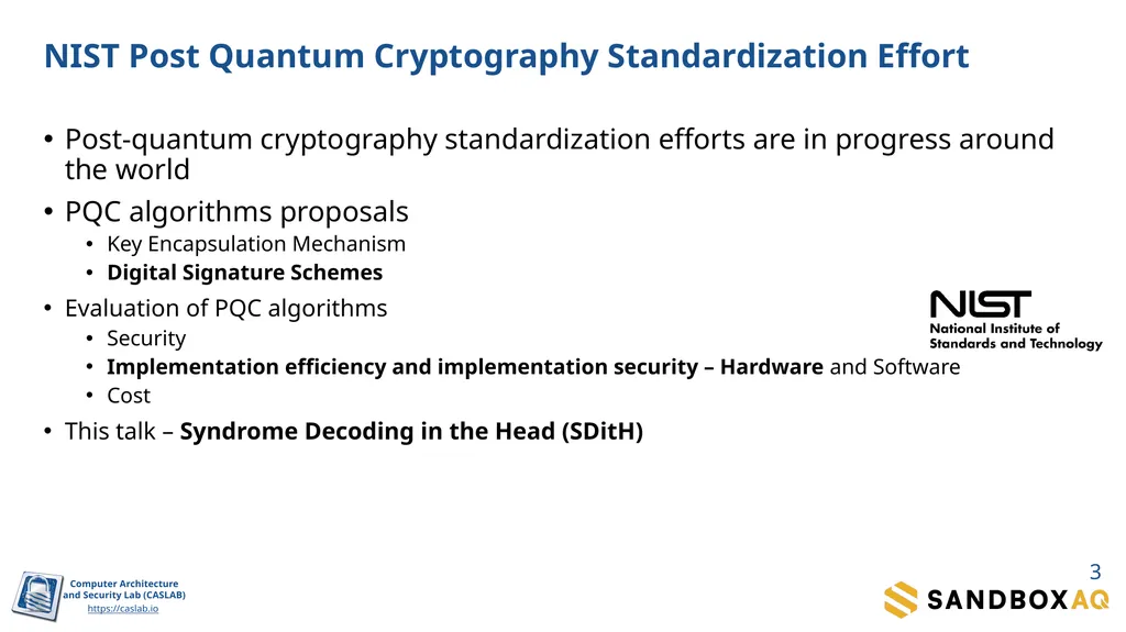 SDitH in Hardware Sanjay Deshpande, James Howe, - slide 3 of 27