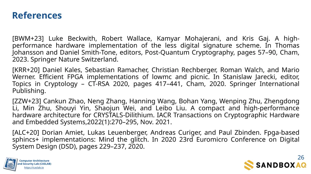 SDitH in Hardware Sanjay Deshpande, James Howe, - slide 26 of 27