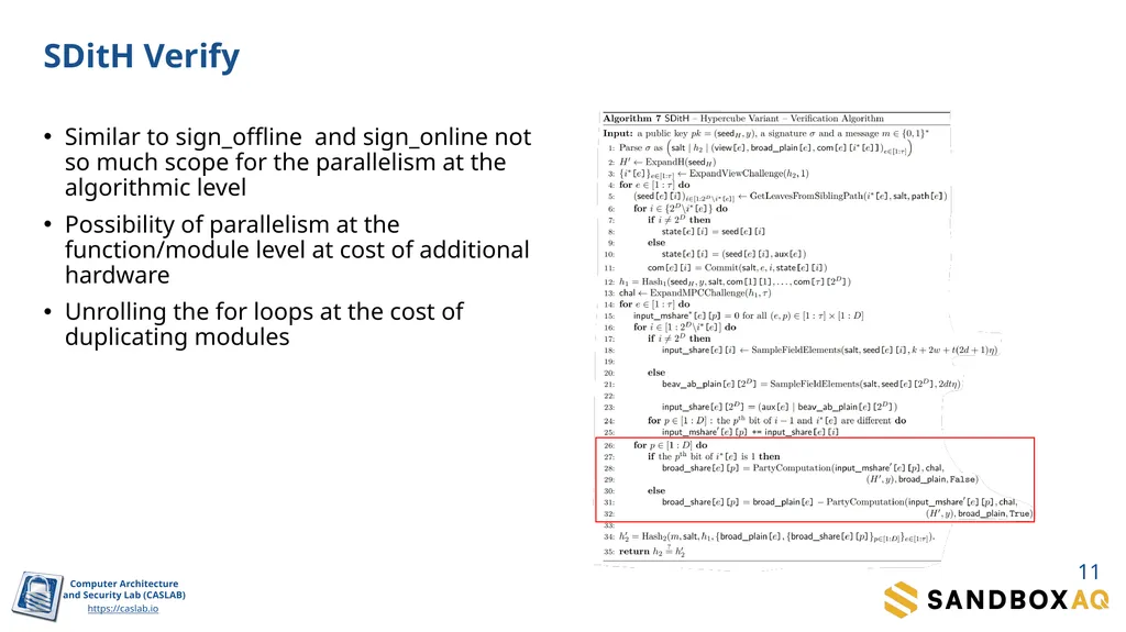 SDitH in Hardware Sanjay Deshpande, James Howe, - slide 11 of 27