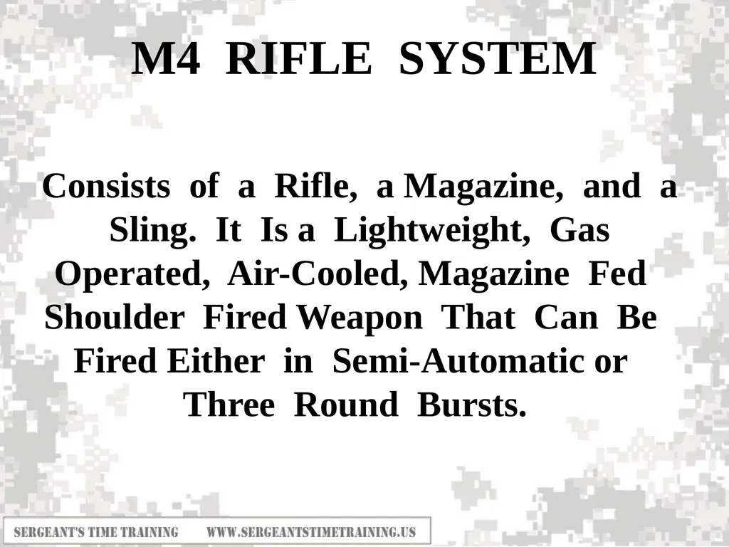 Preliminary Marksmanship Instruction M4 RIFLE - slide 2 of 26