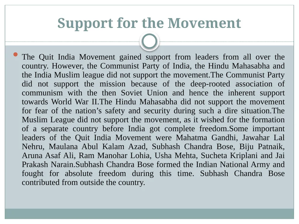 Quit India Movement Introduction On August 8, - slide 3 of 7