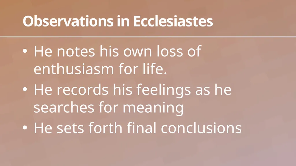 Introduction Ecc. 1:1-18 1 Observations in - slide 2 of 26