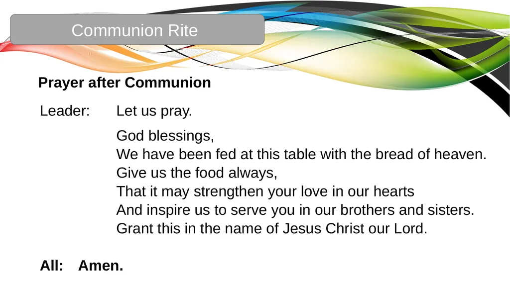 Celebration of the Word with Communion Liturgical - slide 43 of 52