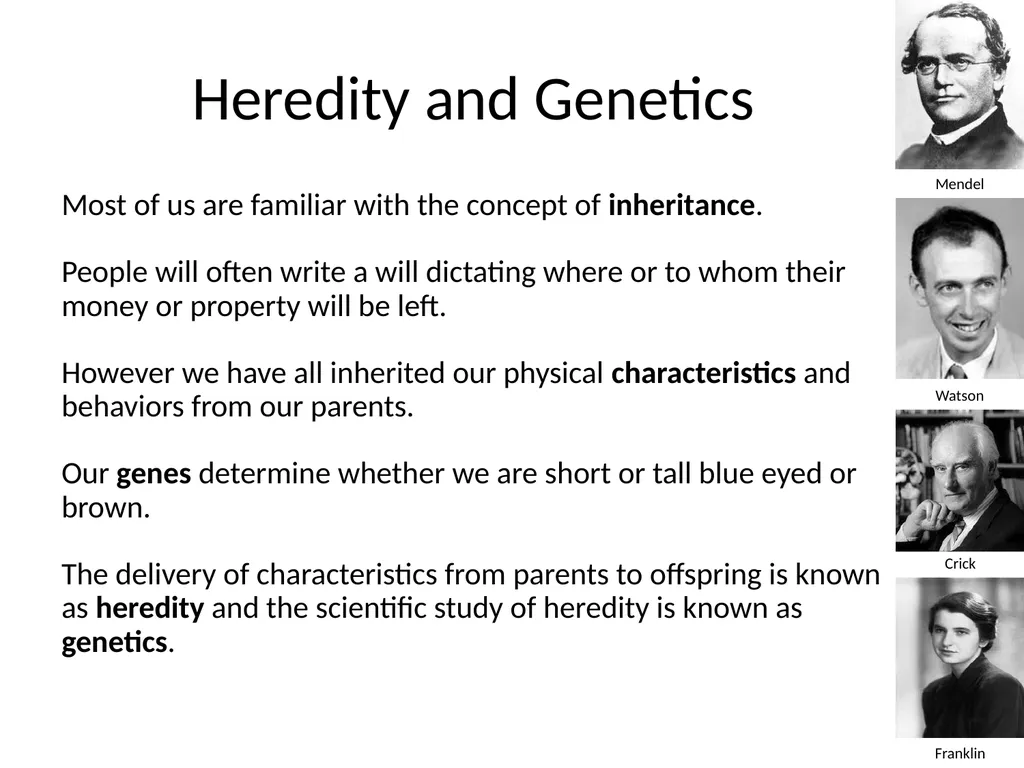 Introduction to Genetics Chapter 11.1 Heredity and - slide 2 of 20
