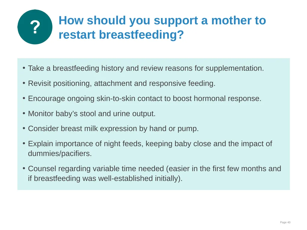 Breastfeeding: Overcoming difficulties Goal and - slide 40 of 51