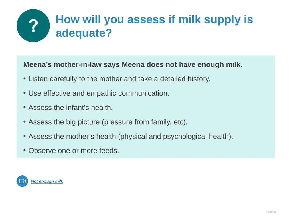Breastfeeding: Overcoming difficulties Goal and - slide 32 of 51
