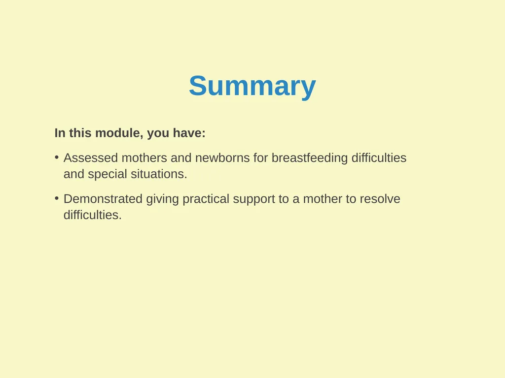 Breastfeeding: Overcoming difficulties Goal and - slide 42 of 51