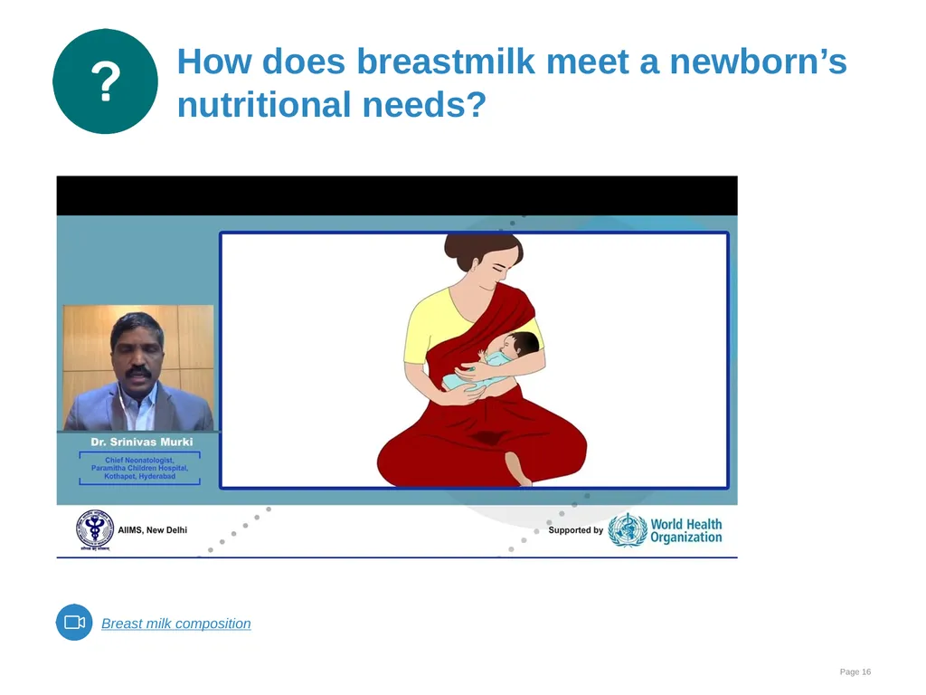 Breastfeeding: Ensuring a good start - slide 16 of 44
