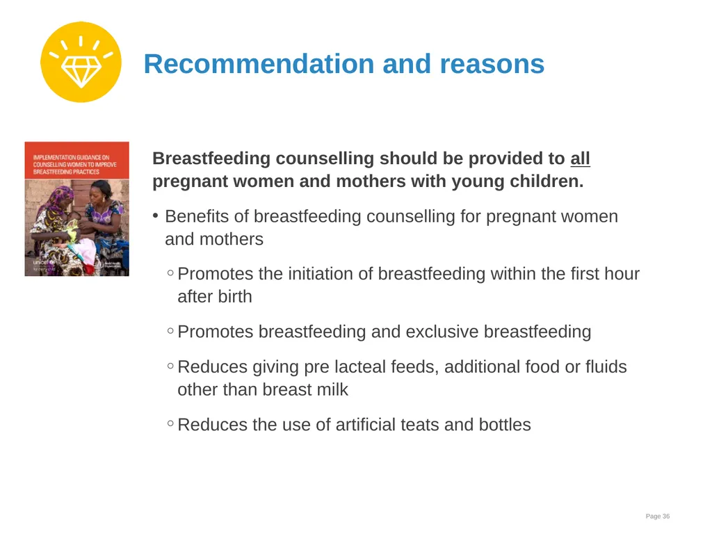 Breastfeeding: Ensuring a good start - slide 36 of 44