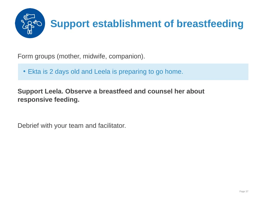 Breastfeeding: Ensuring a good start - slide 37 of 44