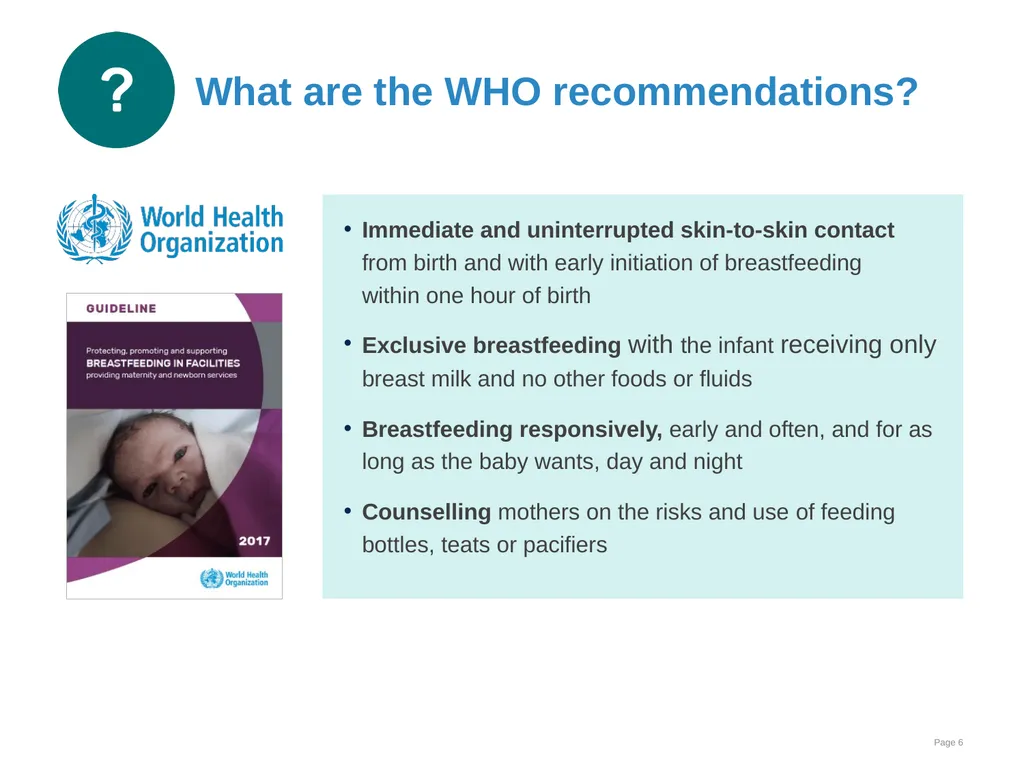 Breastfeeding: Ensuring a good start - slide 6 of 44