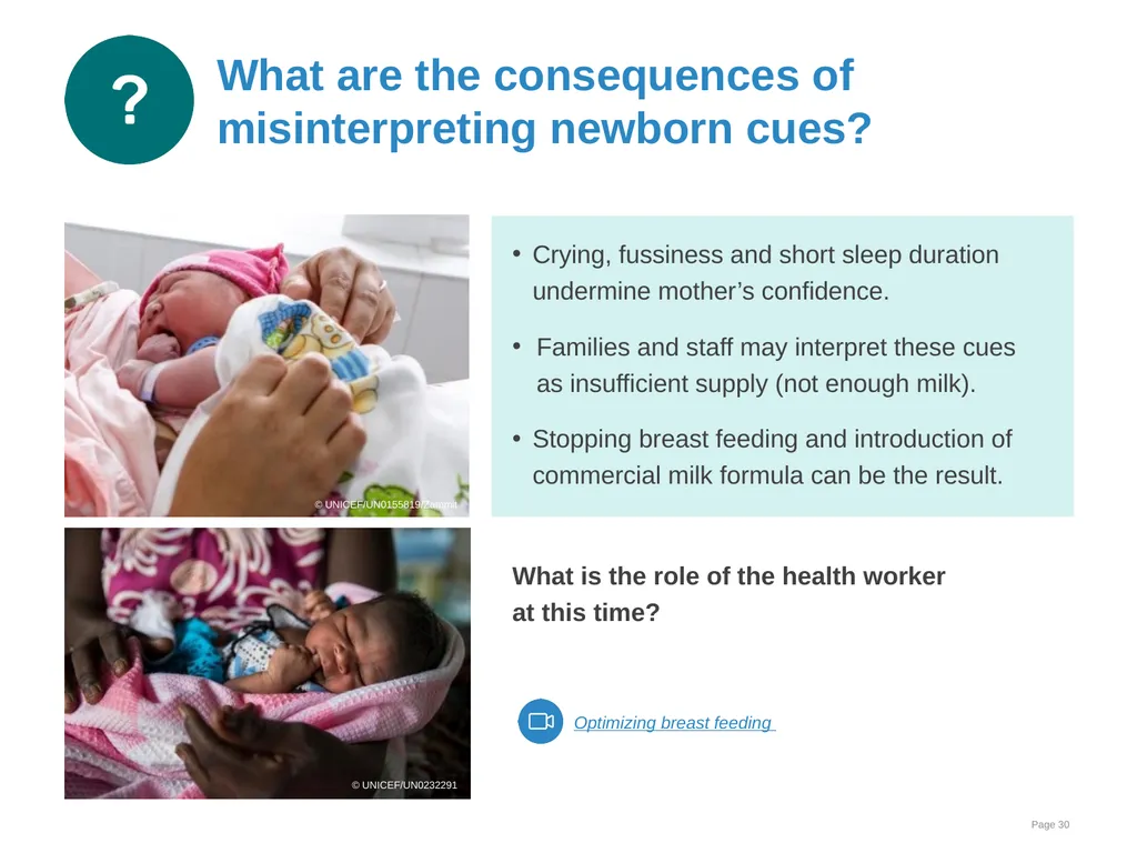Breastfeeding: Ensuring a good start - slide 30 of 44