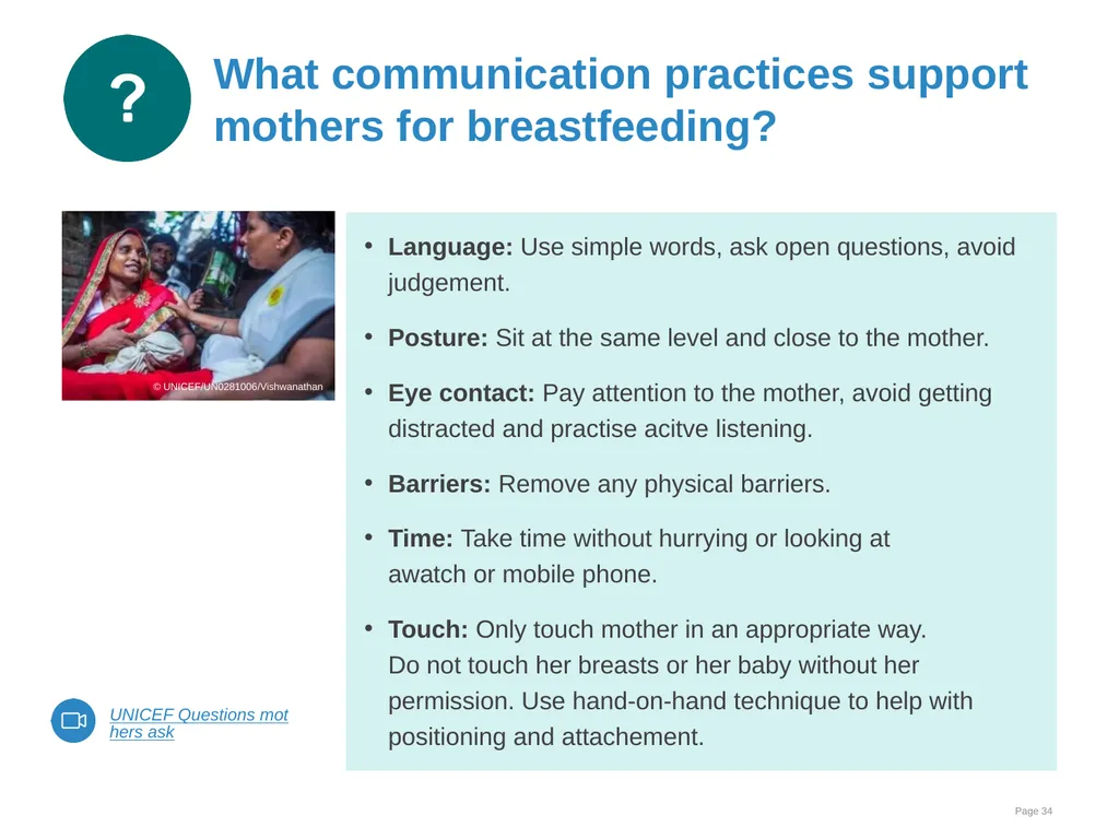 Breastfeeding: Ensuring a good start - slide 34 of 44