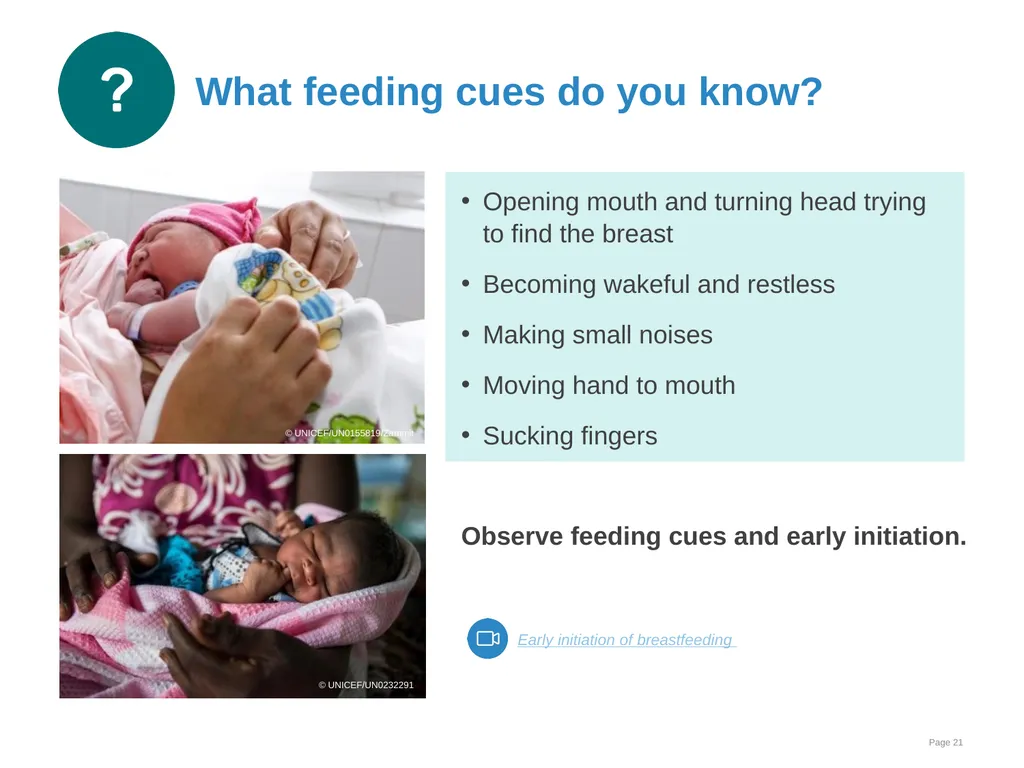Breastfeeding: Ensuring a good start - slide 21 of 44