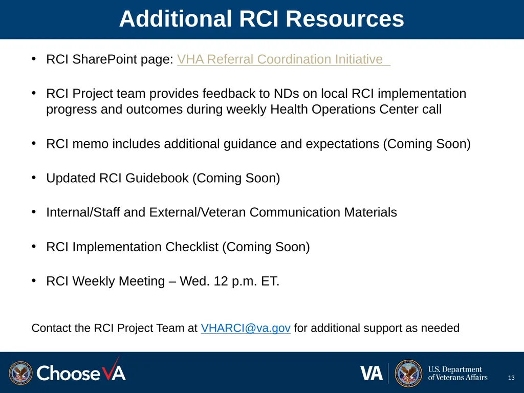 Referral Coordination Initiative (RCI) February - slide 13 of 14