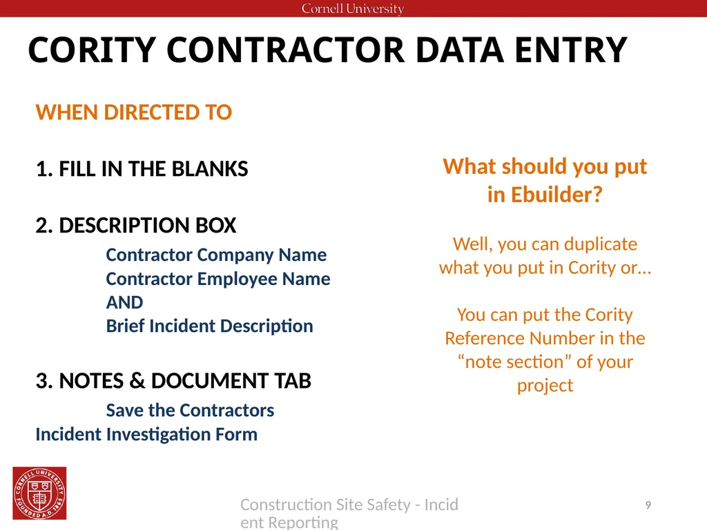 Construction Site Safety - Incident Reporting What - slide 9 of 10