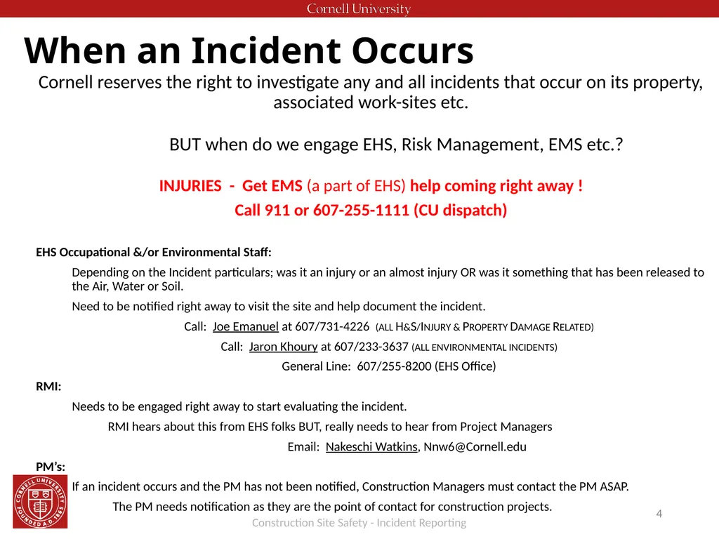 Construction Site Safety - Incident Reporting What - slide 4 of 10