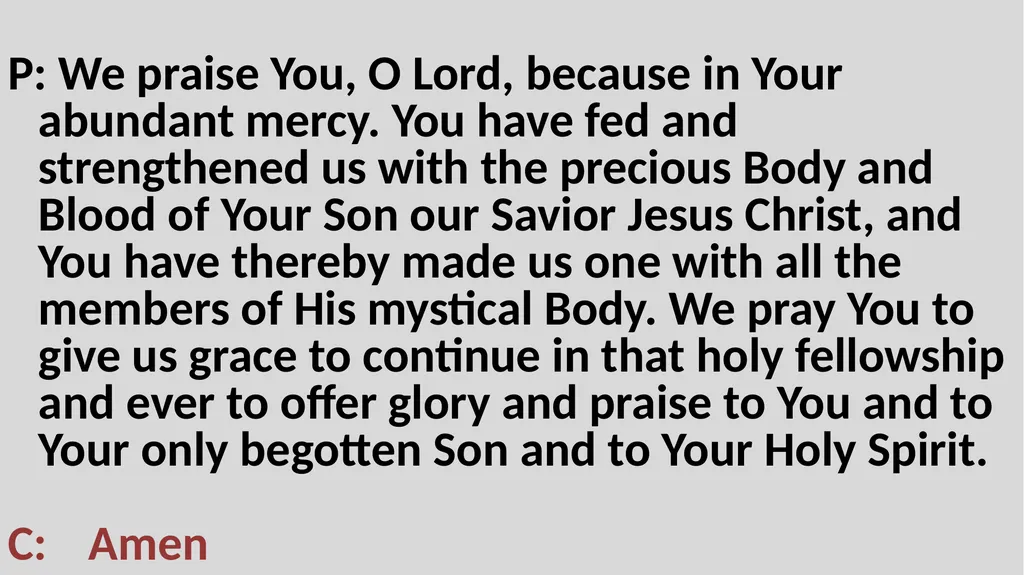 Holy Communion Service Mar Thoma Development - slide 77 of 81