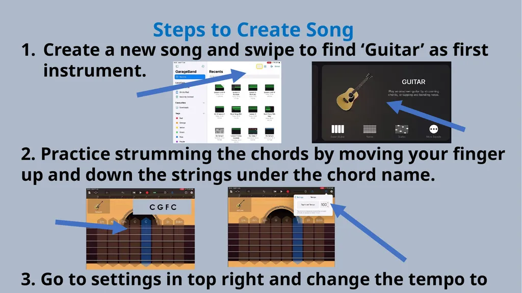 Lesson 4 – Creating using the Guitar GarageBand - slide 6 of 10