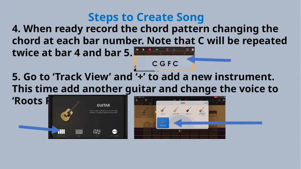 Lesson 4 – Creating using the Guitar GarageBand - slide 7 of 10
