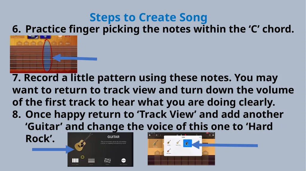 Lesson 4 – Creating using the Guitar GarageBand - slide 8 of 10