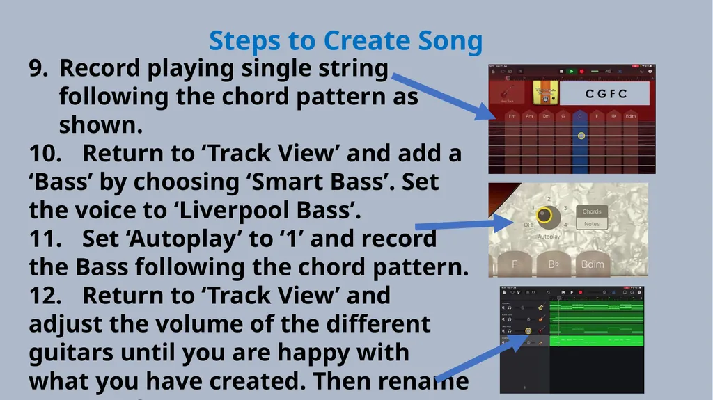 Lesson 4 – Creating using the Guitar GarageBand - slide 9 of 10