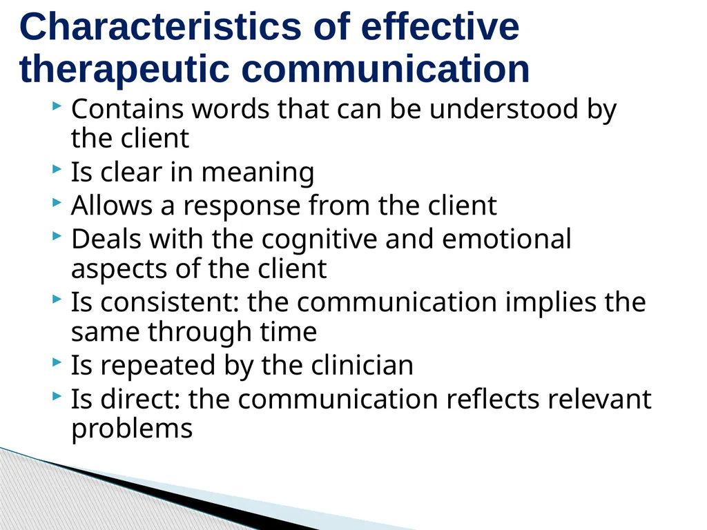 Therapeutic Communication Establishing a - slide 5 of 35