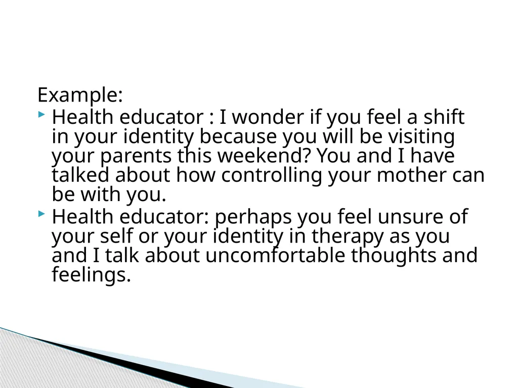 Therapeutic Communication Establishing a - slide 26 of 35