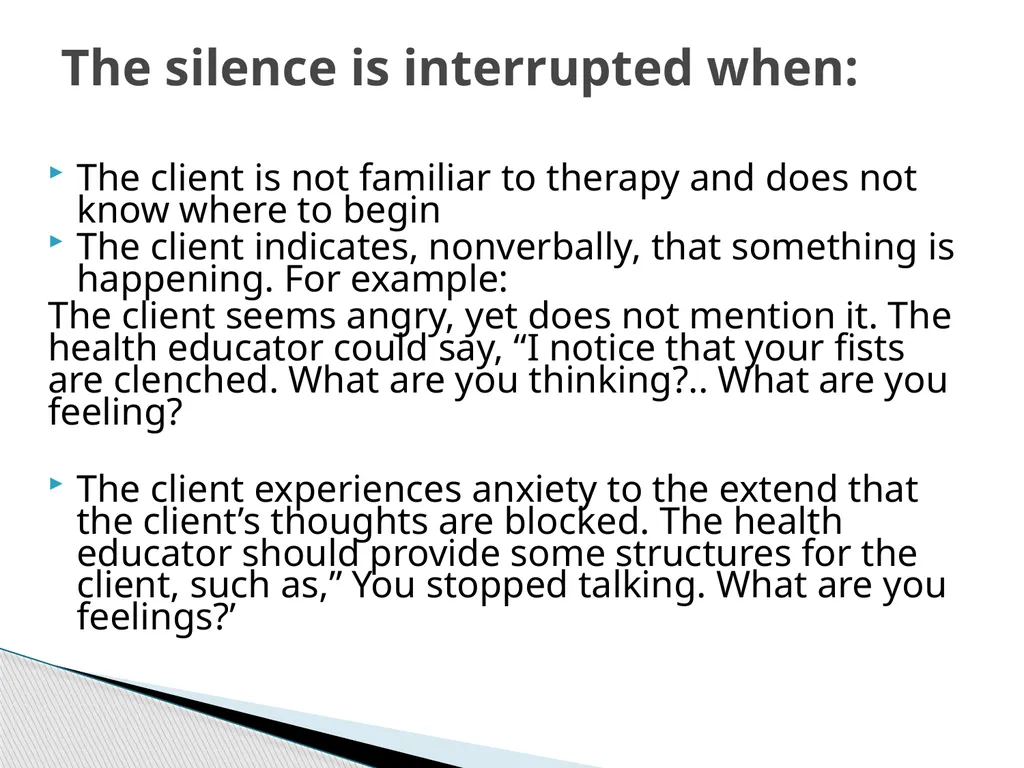 Therapeutic Communication Establishing a - slide 29 of 35