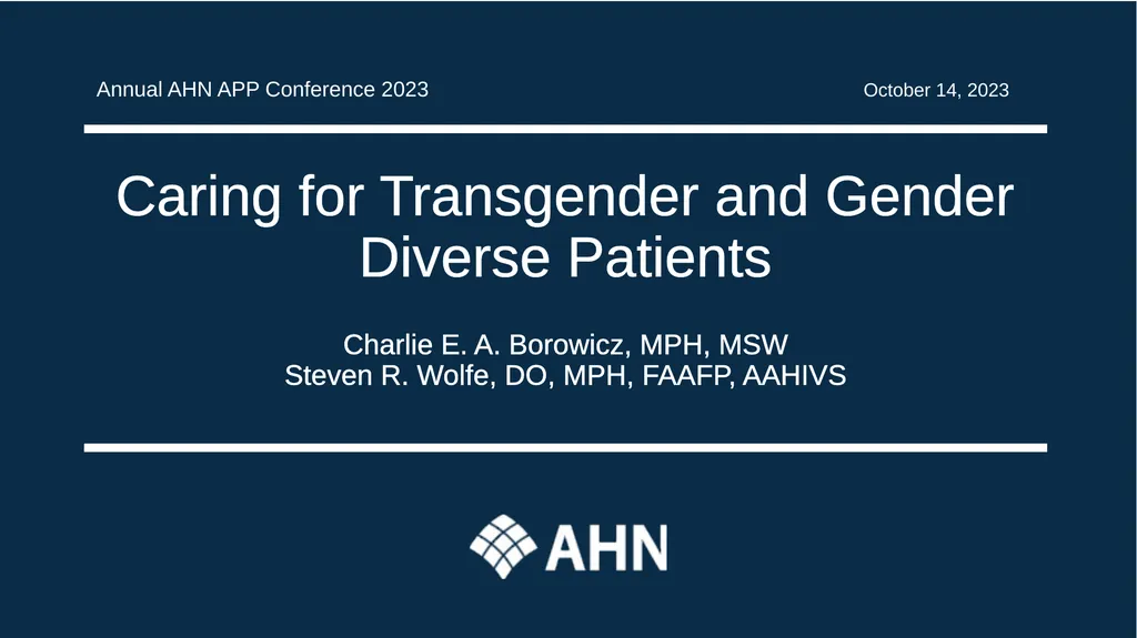 Caring for Transgender and Gender Diverse Patients - slide 1 of 83