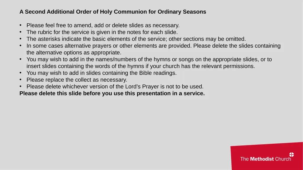 A Second Additional Order of Holy Communion for - slide 1 of 47