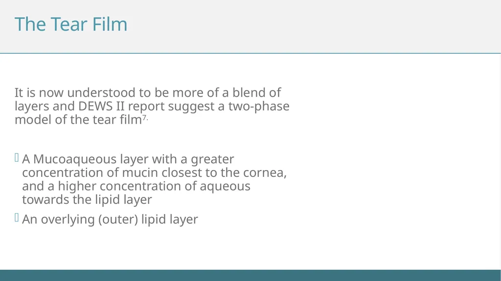 Understanding the Tear Film Subtitle The Tear Film - slide 11 of 12