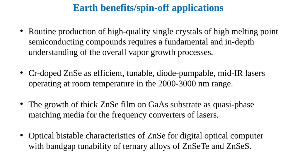 Growth of Ternary Compound Semiconductors (GTCS) A - slide 12 of 12