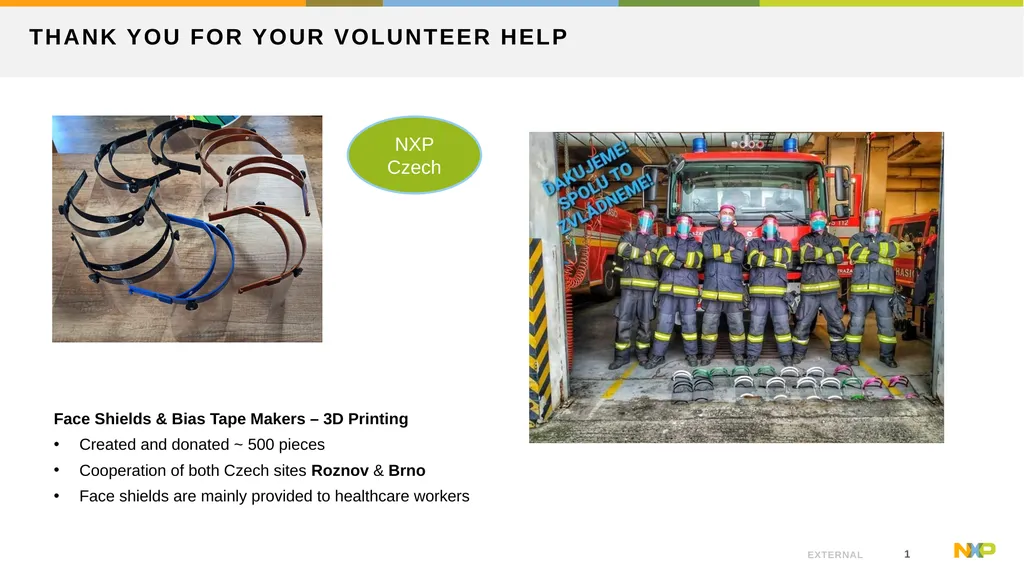 Thank you for your volunteer help NXP Czech Face - slide 1 of 4