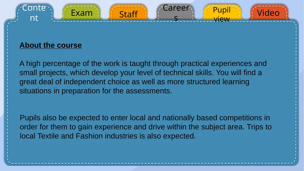 GCSE TEXTILES Content Exam Staff Pupil view - slide 4 of 9
