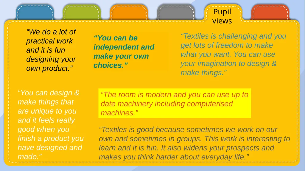 GCSE TEXTILES Content Exam Staff Pupil view - slide 8 of 9