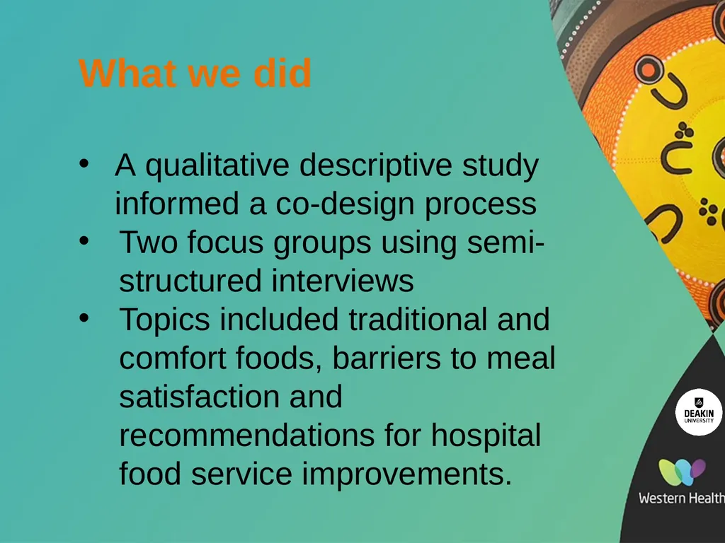 q More than a meal: Co-designed improvements to - slide 5 of 18