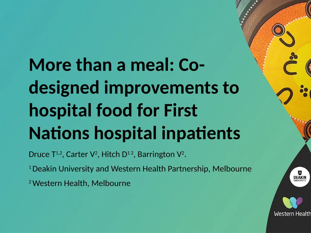 q More than a meal: Co-designed improvements to - slide 1 of 18