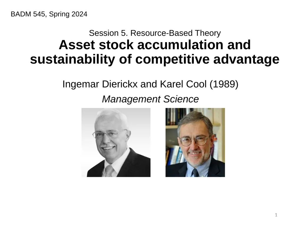 Session 5. Resource-Based Theory Asset stock - slide 1 of 7