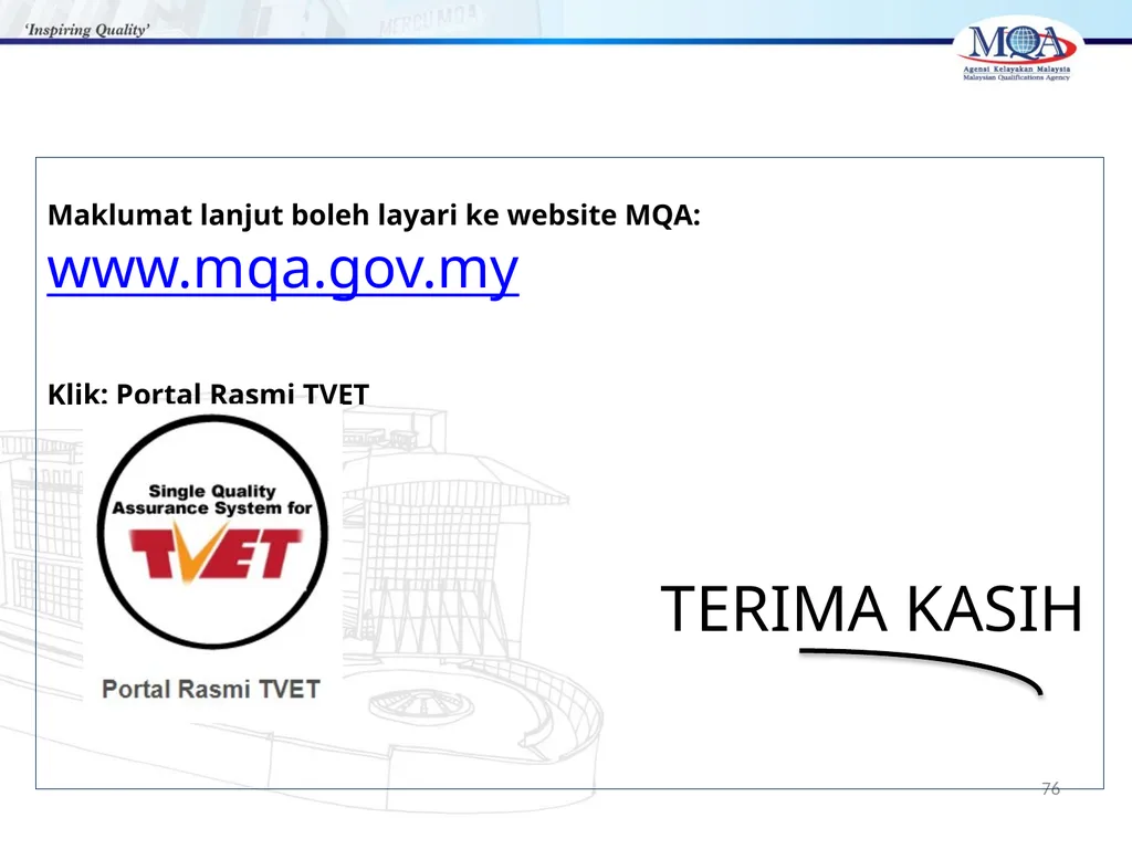 CODE OF PRACTICE FOR TVET PROGRAMME ACCREDITATION, - slide 76 of 77