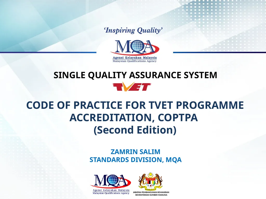CODE OF PRACTICE FOR TVET PROGRAMME ACCREDITATION, - slide 1 of 77